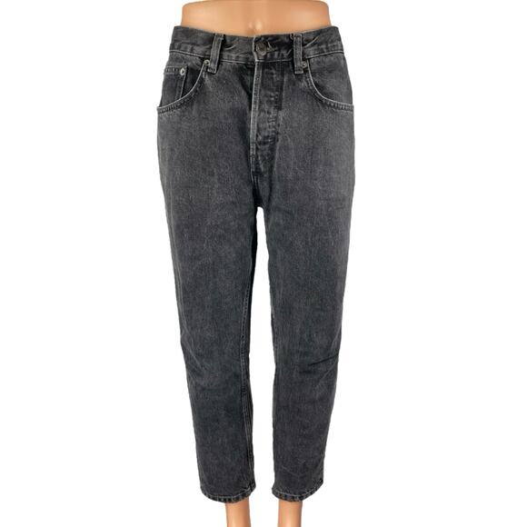 Zara Women's Black High Waisted Straight Tapered Leg Denim Jeans Pants Size 32 - Picture 1 of 5